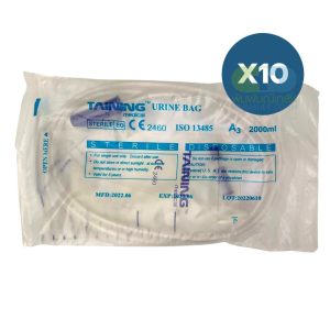 TAINING URINE BAG ถุงปัสสาวะ แบบเทล่าง พร้อมสาย 2000 ml. (แพ็ค 10ซอง)